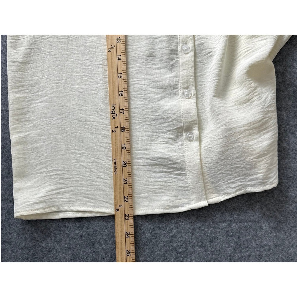 Boho Embroidered V-Neck Blouse Women Size S Cream Cottagecore Peasant Festival - Picture 4 of 9
